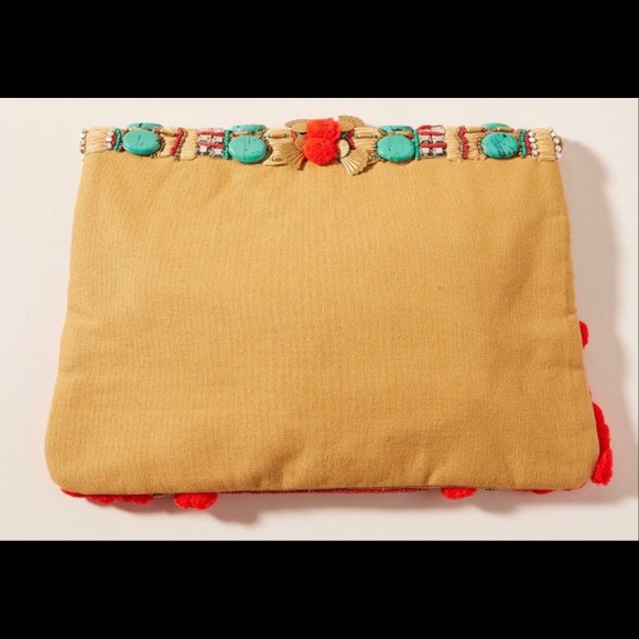 LAST ONE ANTHROPOLOGIE POM POM ENVELOPE CLUTCH - Picture 3 of 4